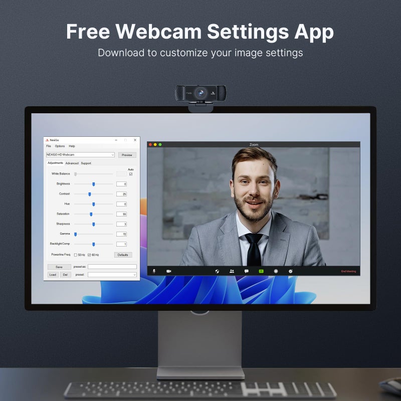 NexiGo 1080P 60FPS Webcam with Software Control and Microphone, AutoFocus, w/Privacy Cover, N680P Pro Computer Web Camera for Skype Zoom Teams, Mac PC Laptop Desktop - Image 5